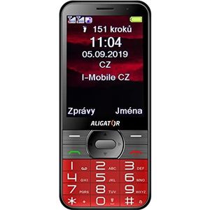 ALIGATOR AZA900R senioren mobiele telefoon met kleurendisplay, SOS-knop en GPS-locatie, rood