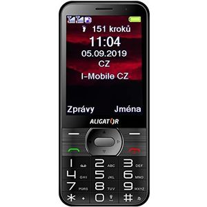 ALIGATOR Senioren grote toetsen mobiele telefoon AZA900B met 3,2 inch kleurenscherm, SOS-knop en GPS lokalisatie, kleur zwart