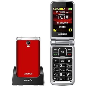 ALIGATOR Senioren AZAV710RS grote toetsen V-mobiele telefoon met 2,8 inch kleurenscherm, SOS-knop/lokalisatie, kleur rood-zilver