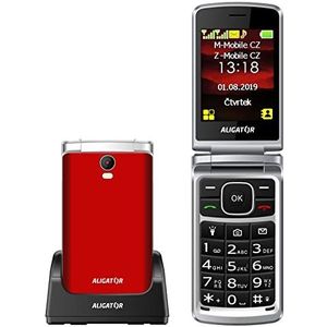 ALIGATOR Seniors AZAV710RS V-mobiele telefoon met 2,8 inch kleurendisplay SOS/lokalisatie, rood-zilver