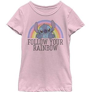 Disney Classics Lilo & Stitch - Stitch Rainbow Girls Crew Neck T-Shirt Light Pink 152, Light Pink, 152, Lichtroze.