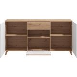 Buffetkast met 3 deuren, 1 lade en 1 nis van mdf - Licht naturel en wit - EZGI