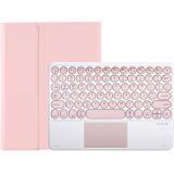 YA700B-A Candy Color Skin Feel Texture Round Keycap Bluetooth Keyboard Leather Case with Touchpad For Samsung Galaxy Tab S8 11 inch SM-X700 / SM-X706 & S7 11 inch SM-X700 / SM-T875(Pink)