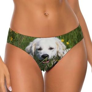 Golden Retriever Puppy Dames Thong Comfortabel Ondergoed Ademend Slipje T-Back Bikini Slip S