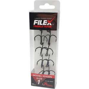 Filex Treble Hook - Haakmaat #1 - 10 stuks - Zwart - Roofvis Dreggen - Dreghaak voor Roofvissen - Kunstaas & Doodaas Haak