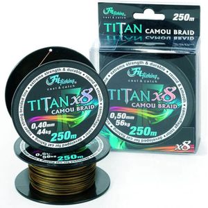 TITAN Camou Braid x8 - 0.70mm - 84kg - 250m - Extra sterke gevlochten camo lijn - Meerval Vislijn