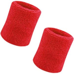 MJ Sports Premium Zweetbandjes - Zweetbanden - Polsbanden - Polsbandjes - Fitness - Set van 2 - 11 cm - Unisex - Rood