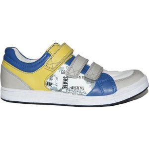 Track Style - 0033083 - Klittenbandschoenen - Wit / Blauw / Geel - Leer