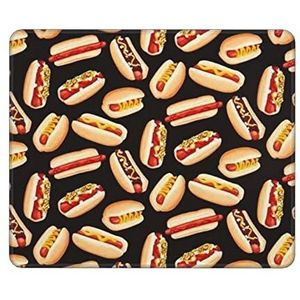 Food Hot Dogs muismat 30,5 x 25,4 cm computer muismat met anti-slip rubberen basis voor computers laptop kantoor thuis