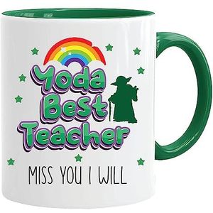 Yoda beste teacher grappige mok voor leraren | aan beide zijden bedrukt | grappig cadeau | leraren/school / afscheid / lerarengeschenk / cadeau-idee / leuk