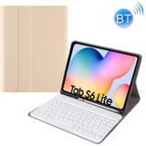Round Cap Bluetooth Keyboard Leather Case with Pen Slot for Samsung Galaxy Tab S6 Lite / S7 / A7 10.4 2020  Specification:without Touchpad(Gold+White Keyboard)