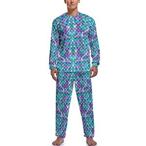 Kleine Leuke Zeemeerminnen Patroon Mannen Pyjama Sets Nachtkleding Lange Mouw Top En Broek Tweedelige Loungewear