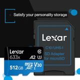 Lexar 633x 512GB High-speed Flash Geheugenkaart Sportcamera mobiele telefoon TF Auto Rijden Recorder Geheugenkaart