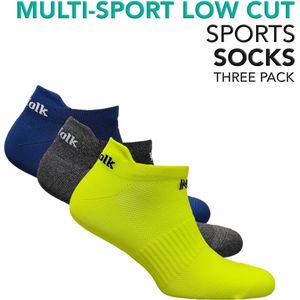 Norfolk - 3 paar - Ultra Light Low cut Sportsokken - Enkelsokken Heren - Sneakersokken - Blauw / Geel / Grijs - 43-46 - Izzy