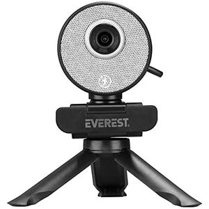 Everest SC-HD09 1080P Full HD Auto Tracking Webcam USB PC Camera met bewegingsgevoelig statief en microfoon, zwart