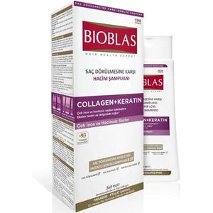 Bioblas Collagen+Keratin Shampoo 360 ml + 100 ml Bioxsine Forte antihaaruitval shampoo gratis (Het voorkomt haaruitval. Voor dunne en slappe haar)