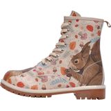 DOGO Femme Cuir Vegan Beige Bottes Longues - Bottes de Mode Décontractées Confortables Faites à la Main, Squirrel Motif