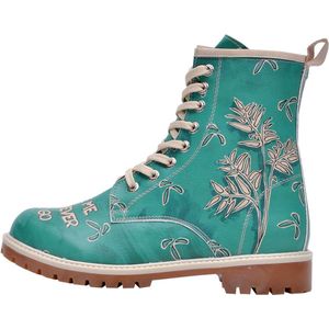 DOGO Femme Cuir Vegan Vert Bottes Longues - Bottes de Mode Décontractées Confortables Faites à la Main, Koala Hug Motif