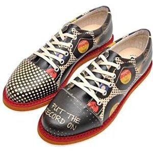 DOGO Put The Record on Motiv-39 Sneakers voor dames, veganistisch leer, zwart, Meerkleurig, 39 EU