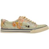 DOGO Femme Cuir Vegan Beige Baskets - Chaussures de Marche Confortables et Décontractées Faites à la Main, Yummy Motif