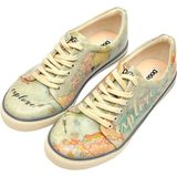 DOGO Femme Cuir Vegan Beige Baskets - Chaussures de Marche Confortables et Décontractées Faites à la Main, Yummy Motif