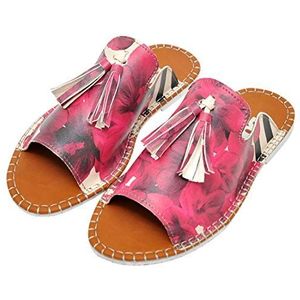 DOGO Dames veganistische leren roze sandalen - bloemen op mijn schoenen patroon-40, Meerkleurig, 40 EU