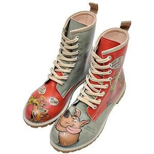 DOGO Femme Cuir Vegan Rouge Bottes Longues - Bottes de Mode Décontractées Confortables Faites à la Main, Warner Bros Hungry Doo Scooby Doo Motif