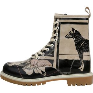 DOGO Femme Cuir Vegan Noir Bottes Longues - Bottes de Mode Décontractées Confortables Faites à la Main, Bad Boy Motif