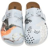 DOGO - Pantoffels - Blauw - Vegan Leer - Birds Chirping Patroon