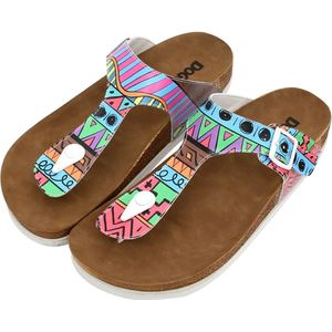 DOGO Veganistische leren sandalen voor dames - kleuren patronen - 38, Meerkleurig, 38 EU