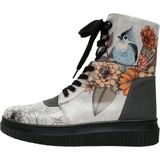 DOGO - Femme Cuir Vegan - Grijze Laarzen - Handgemaakt - Magic in the Air Motief