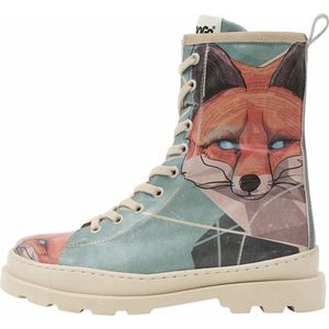 DOGO Dames Vegan Leather Multicolor Lange Rits Laarzen - Red Fox Patroon-40, Meerkleurig, 40 EU