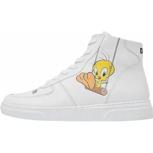 DOGO Hoge Sneakers - Wit - Veganistisch Leer - Warner Bros Tweety Classic Motief