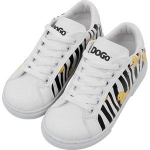DOGO Unisex Enfants Vegan Blanc Baskets - Chaussures de Marche Confortables et Décontractées Faites à la Main, Ducky Motif