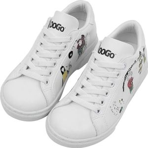 DOGO Unisex Enfants Vegan Blanc Baskets - Chaussures de Marche Confortables et Décontractées Faites à la Main, Party Motif
