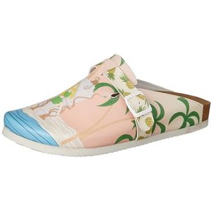 DOGO Veganistische leren damespantoffels - Queen of the Beach Motief-37, Meerkleurig, 37 EU