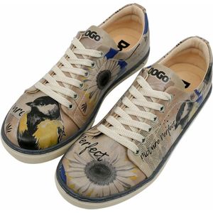DOGO Femme Cuir Vegan Multicolore Baskets - Chaussures de Marche Confortables et Décontractées Faites à la Main, Picture Perfect Motif