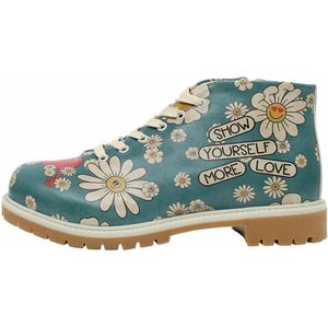 Femme Cuir Vegan Bleu Bottines - Hello Pumpkin Motif