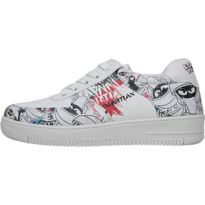 DOGO Sneakers voor dames, veganistisch leer, wit, – Warner Bros Marvin The Martian Stencil motief, Meerkleurig, 40 EU