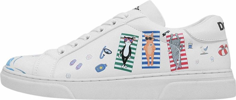 DOGO - Ace Sneakers - Cats on the Beach - Zwart - Textiel
