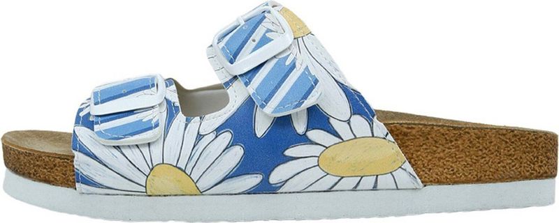 DOGO - Daisy Stripes Sandalen - Blauw - Vegan Leer - Meerkleurig