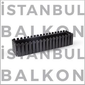 Bloembak - zwart - Istanbul - 14L voor vensterbank - balkon 80x20 - waterdrainage - Bloempot - Kruidenbak - Rechthoekige Plantenbak