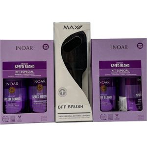 2 X Inoar Speed Blonde zilver shampoo en conditioner ( 2 x 250 ML ) GRATIS MAX PRO BFF BRUSH