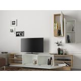 Tv-set met opbergruimte - Wit en naturel - ZALTIA L 240 cm x H 47 cm x D 36.6 cm