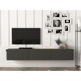 Tv-meubel om op te hangen met 3 deuren - Antraciet en licht naturel - VIKILA L 180 cm x H 29.5 cm x D 29.5 cm