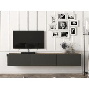 Tv-meubel om op te hangen met 3 deuren - Antraciet en licht naturel - VIKILA