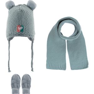 Kitti 3-Delig Winter Set | Muts (Beanie) met Fleecevoering - Sjaal - Handschoenen | 0-18 Maanden Baby Meisjes | K23150-02-04 | Mint