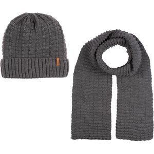 SUYUTTI Heren 2-Delig Winter Set | Muts (Beanie) met Fleecevoering - Sjaal | K23390-03-03 | Grey