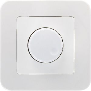 LED Dimmer - 230V - Inbouw Enkel Knop - 1-300W - Incl. Afdekraam - Wit