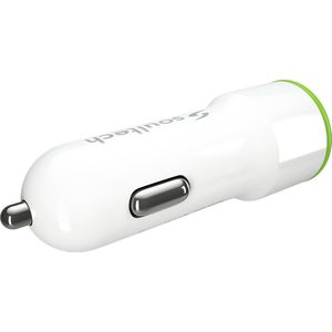 Soultech Autolader Dual USB met 1m Type-C kabel wit Snellader Sigarettenaansteker Telefoon Oplader Auto Adapter Universeel